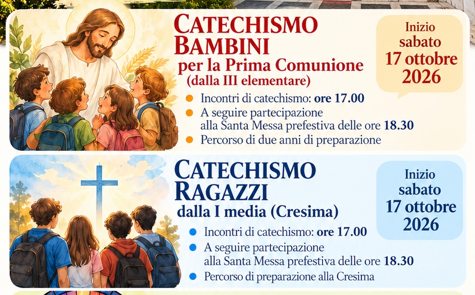 Locandina dei percorsi di catechismo per bambini e ragazzi a San Vitale