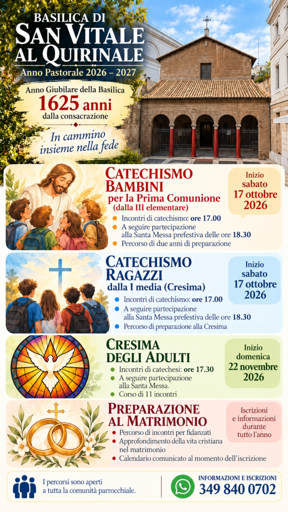 Locandina generale dei percorsi di fede 2026-2027 della Basilica di San Vitale al Quirinale